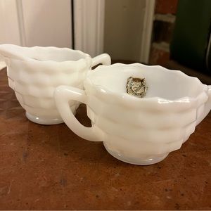 Vintage Opaque By Hazel-Atlas Creamer and Sugar Bowl